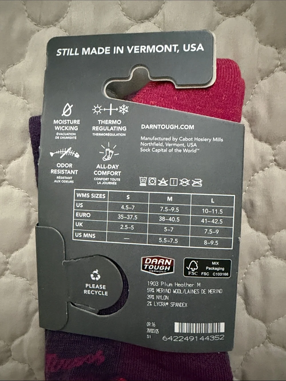 Hike/Trek Merino Wool Crew Socks - Purple & Red
